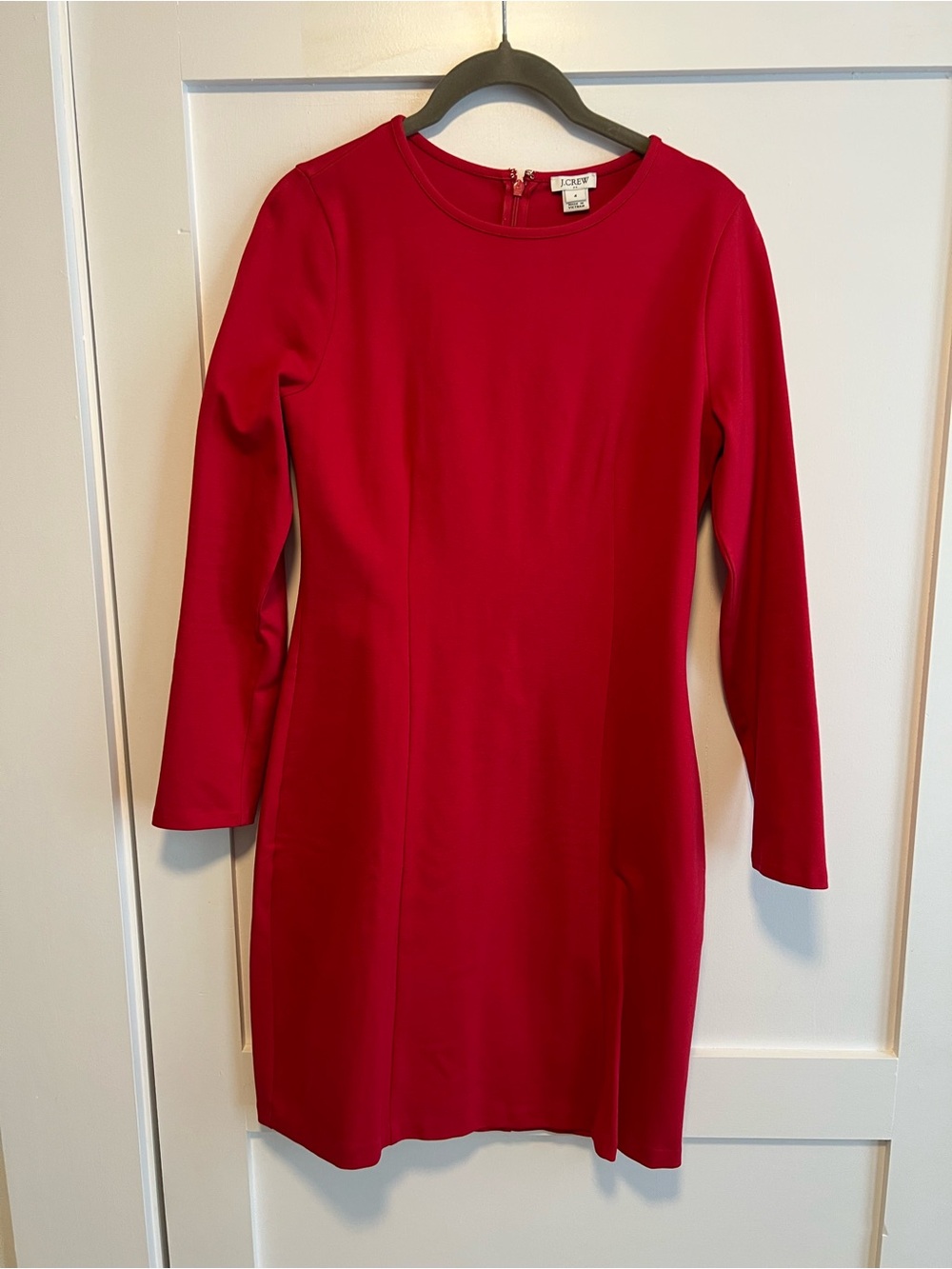 J. Crew Red Long-Sleeve Sheath Dress